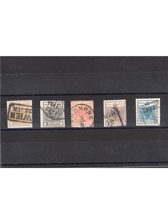 Austria 1850 Double-headed Eagle series No. 1/5 on handmade paper Cert. CiBaFil Cat. €430 (U)