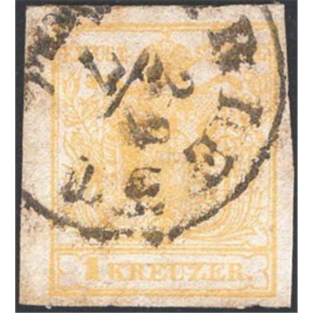 Austria 1850 Aquila bicipite 1 k. giallo n° 1 Cat. € 240 (U)