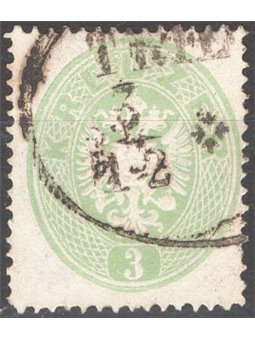 Austria 1860 Coat of Arms 3 k. green perforation 14 no. 23 Cat. €165 (U)