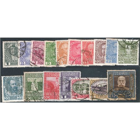 Austria 1908/13 60° Anniv. del Regno di Francesco Giuseppe II serie n° 101/17 Cat. € 130 (U)