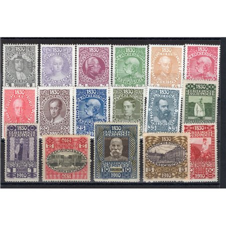 Austria 1910 80° Compleanno dell'Imperatore Francesco Giuseppe serie n° 119/35 Cert. Apicella Cat. € 880 (*)