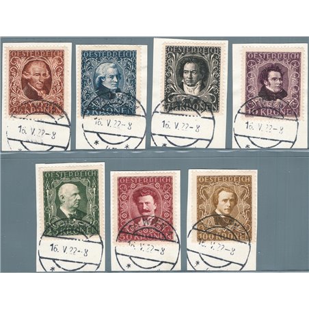 Austria 1922 Compositori austriaci serie n° 290A/296A Cat. € 88 (U)