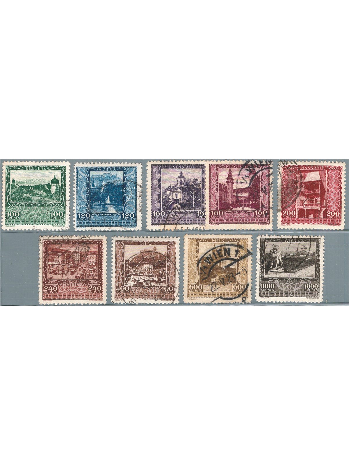 Austria 1923 Vedute serie n° 304/12 Cat. € 110 (U)