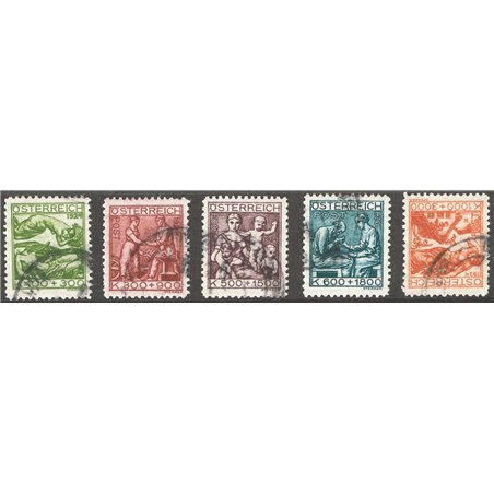 Austria 1924 Pro artisti bisognosi serie n° 326/330 Cat. € 90 (U)