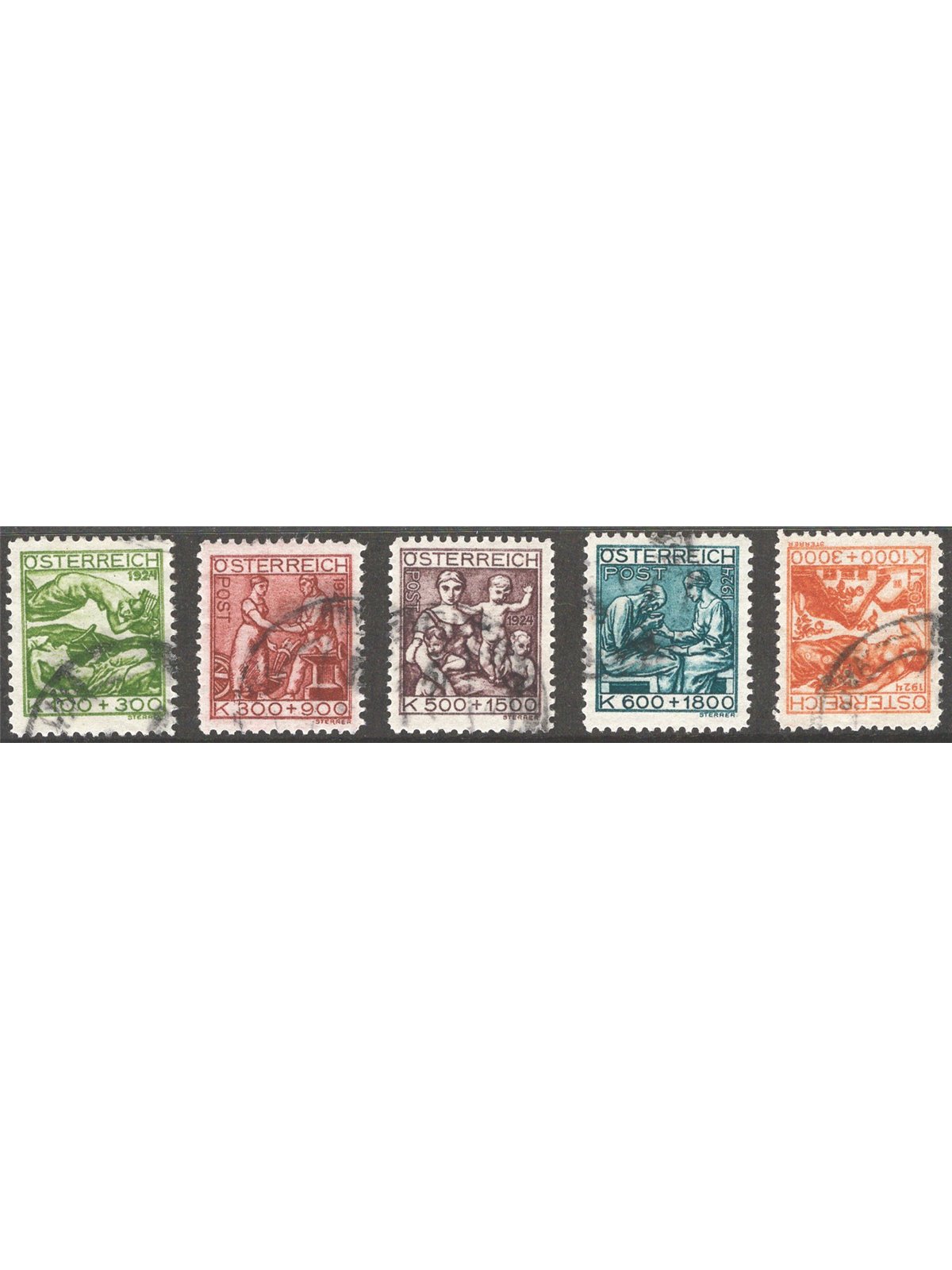 Austria 1924 For Artists in Need series no. 326/330 Cat. €90 (U)