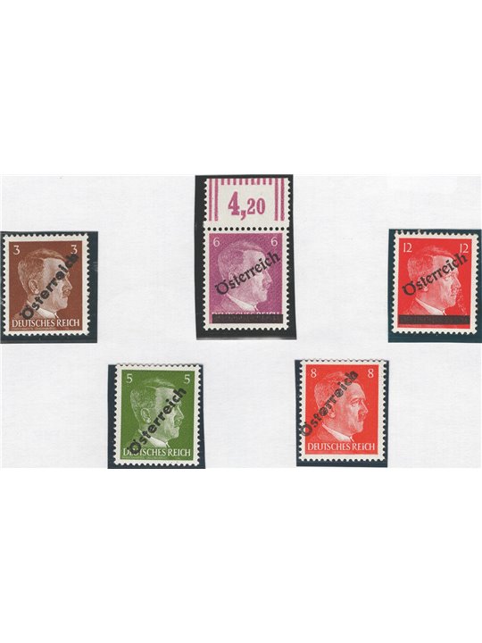 Austria 1945 Hitler soprast. serie n° 534/38 Cat. € 105 (**)