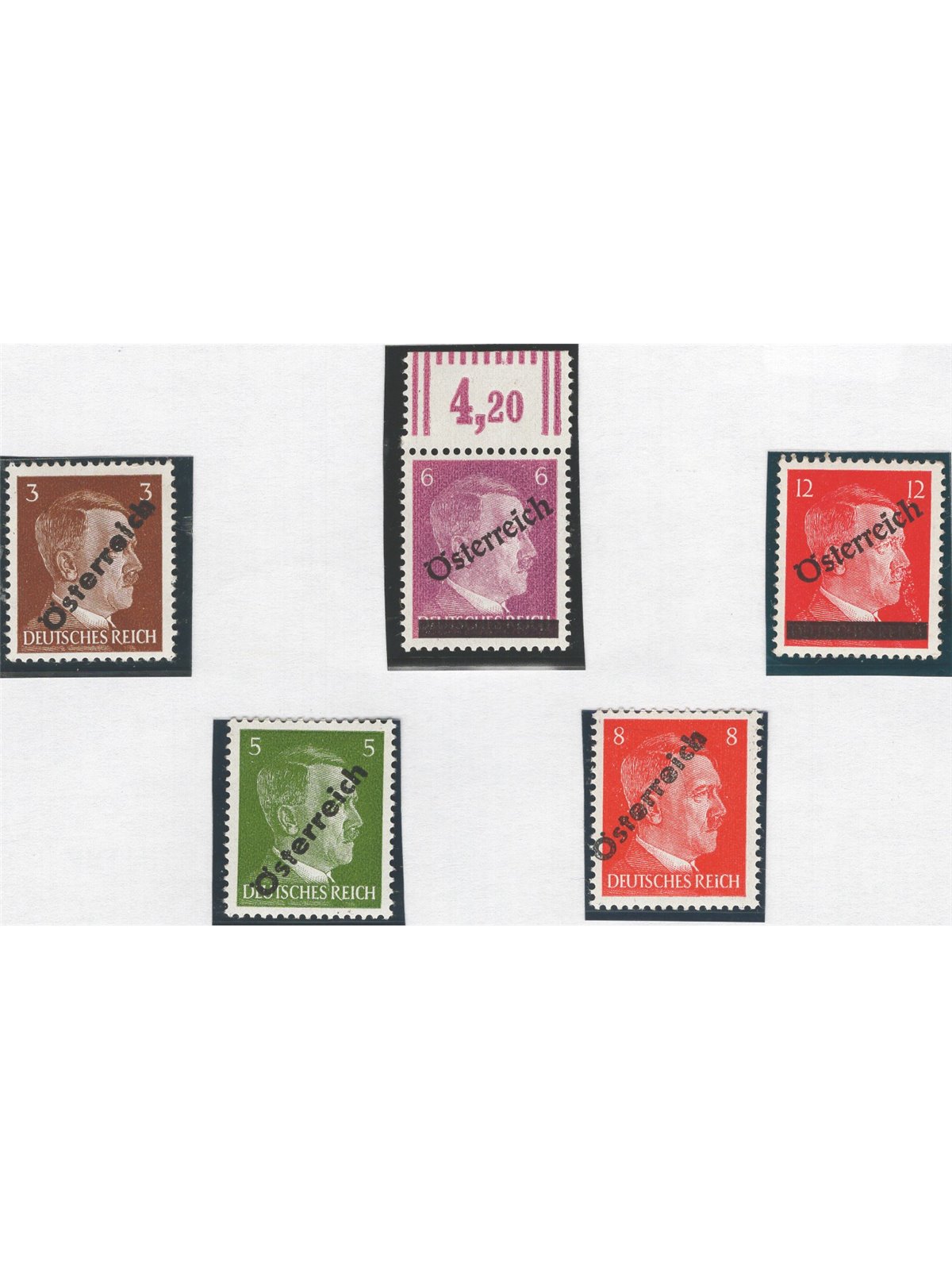 Austria 1945 Hitler soprast. serie n° 534/38 Cat. € 105 (**)