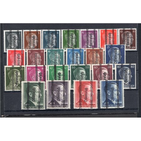 Austria 1945 Francobolli di Germania soprast. “Osterreich” serie n° 553/71 + 574C/75C + 572D/73D Cert. CiBaFil Cat. € 720 (**)