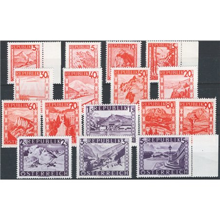 Austria 1947/48 Paesaggi serie n° 697/711 Cat. € 105 (**)