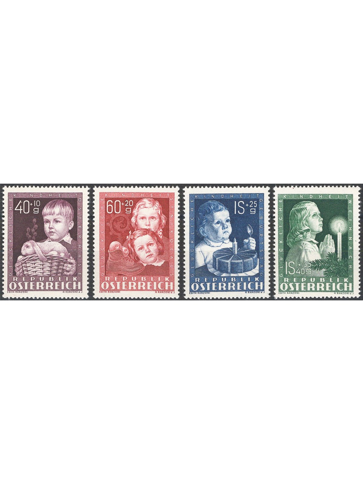 Austria 1949 For Children series nos. 765/68 Cat. €110 (**)