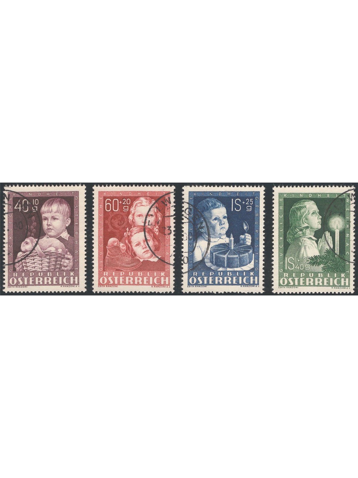 Austria 1949 Children’s Works series no. 765/68 Cat. €100 (U)