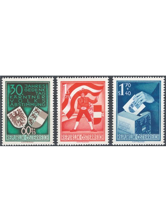 Austria 1950 Plebiscito serie n° 788/90 Cat. € 160 (**)