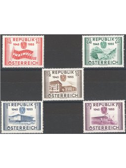 Austria 1955 10° Anniv. della II Repubblica serie n° 845/49 Cat. € 80 (**)