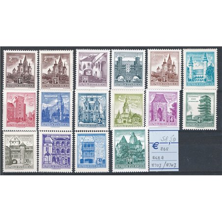 Austria 1957/65 Monumenti serie n° 869AA/874A Cat. € 53 (**)