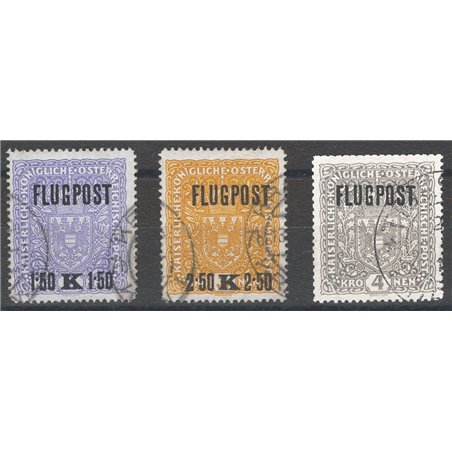 Austria 1918 P.A tipi del 1916/18 soprast. serie n° 1/3 Cat. € 65 (U)