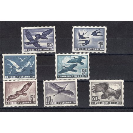 Austria 1950/53 P.A. Birds series no. 54/60. CiBaFil certificate Massenzini certificate Cat. € 500 (**)