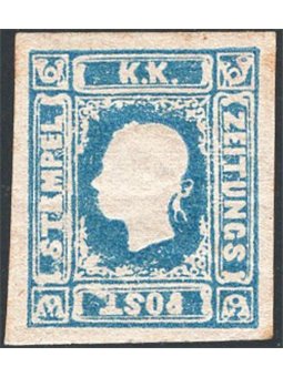 Austria 1858 Newspaper stamps: Franz Joseph facing left (1.05 k.) Unif. no. 5 Certified by Apicella Catalogue value €2,000 (*)