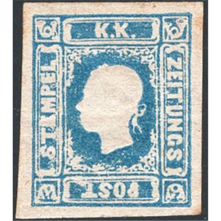 Austria 1858 Francobolli per giornali Francesco Giuseppe a sinistra (1,05 k.) Unif. n° 5 Cert. Apicella Cat. € 2.000 (*)