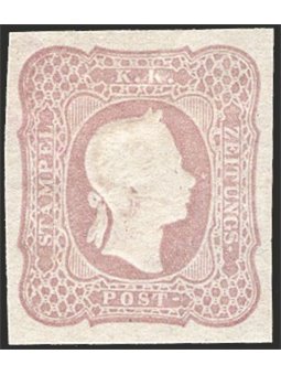 Austria 1861 Franz Joseph ‘right-facing’ newspaper stamps (1.05 k.) lilac No. 7 Certified by Apicella Catalogue price: €725 (*)