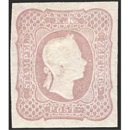 Austria 1861 Franz Joseph ‘right-facing’ newspaper stamps (1.05 k.) lilac No. 7 Certified by Apicella Catalogue price: €725 (*)