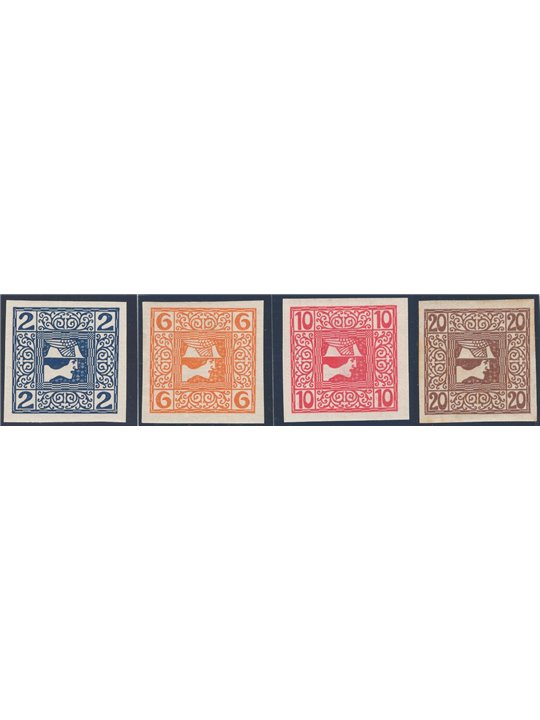 Austria 1908/10 Francobolli per giornali testa di Mercurio a destra serie n° 16A/19A Cat. € 70 (*)