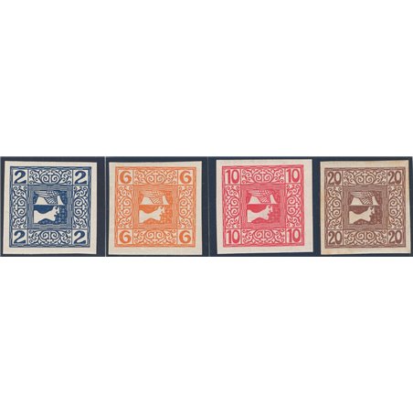 Austria 1908/10 Francobolli per giornali testa di Mercurio a destra serie n° 16A/19A Cat. € 70 (*)