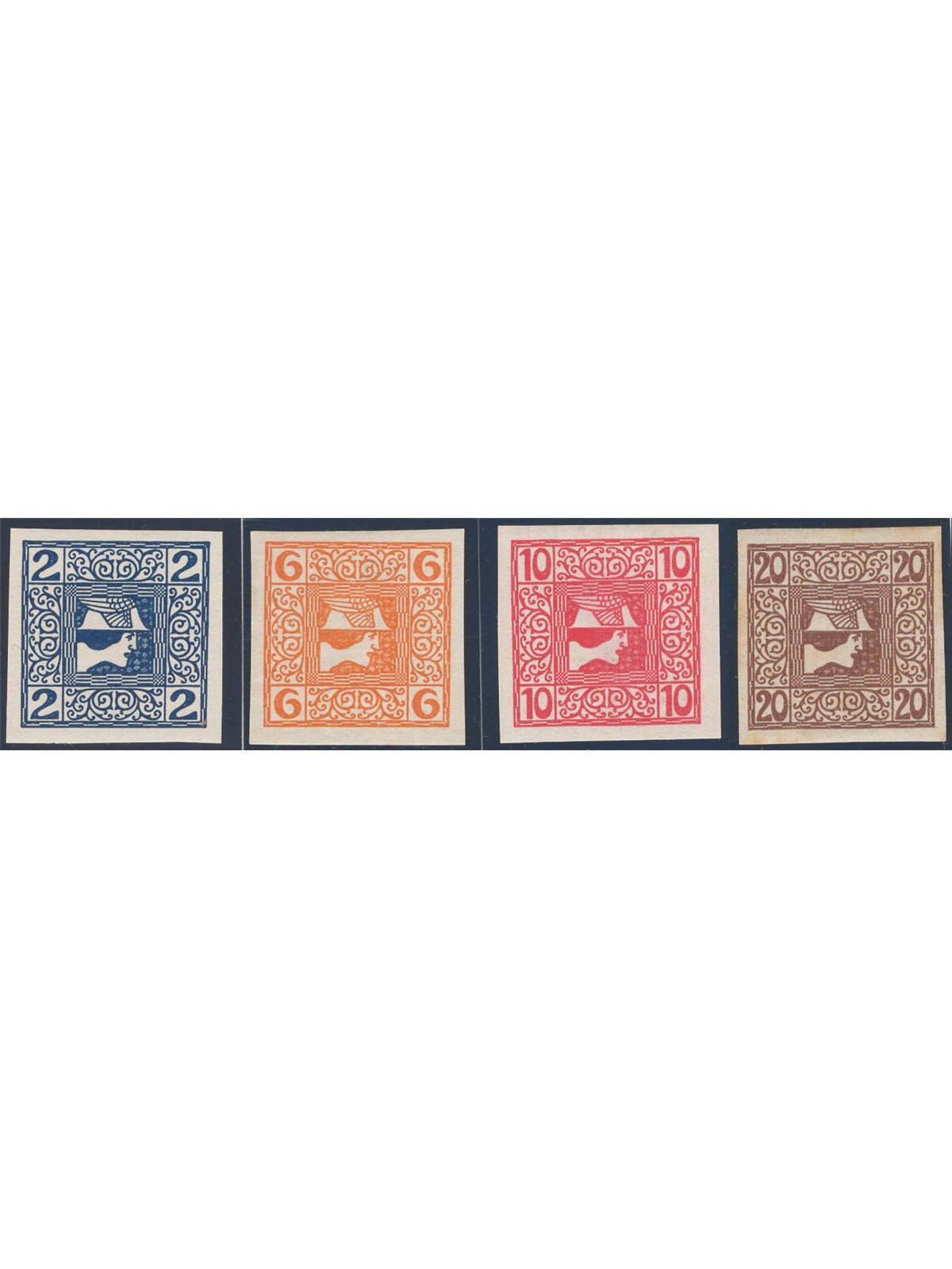 Austria 1908/10 Newspaper stamps Head of Mercury facing right series No. 16A/19A Cat. €70 (*)