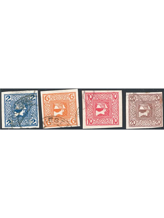 Austria 1908/10 Francobolli per giornali Testa di Mercurio serie n° 16A/19A Cat. € 40 (U)