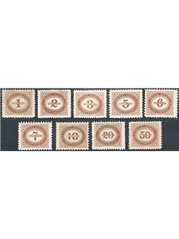 Austria 1894/95 Postage stamps – numeric mark in an oval with values in kreuzer series No. 1/9 Cat. €100 (*)