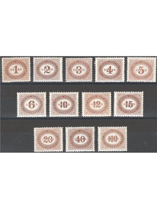 Austria 1900 Postage mark with numerals in an oval and values in heller series no. 22/23 Cat. € 100 (*)