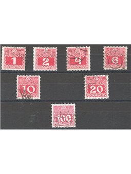 Austria 1908/10 Segnatasse cifre in rettangolo su carta sottile serie n° 34Aa/43Aa Cat. € 75 (U)