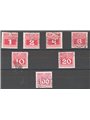 Austria 1908/10 Stamp mark with figures in a rectangle on thin paper series no. 34Aa/43Aa Cat. €75 (U)