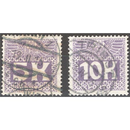 Austria 1911 Segnatasse cifra in rettangolo alti valori serie n° 44/45 Cat. € 30 (U)