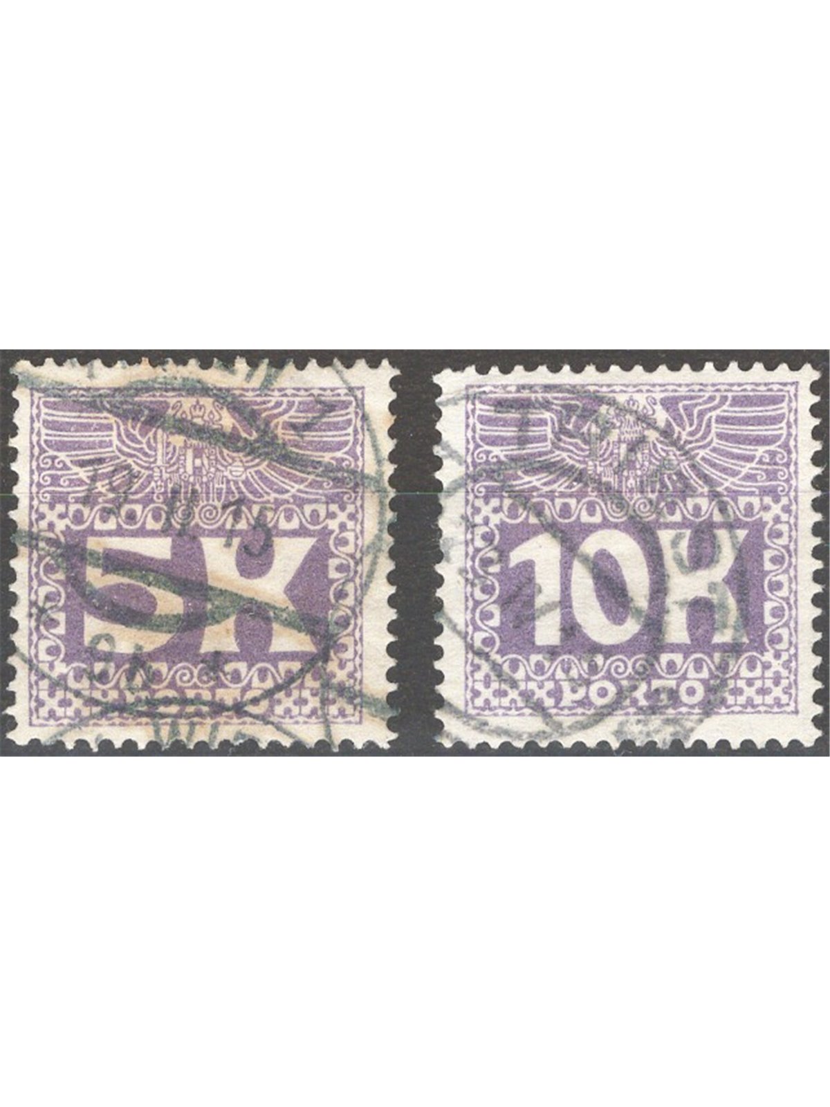 Austria 1911 Segnatasse cifra in rettangolo alti valori serie n° 44/45 Cat. € 30 (U)