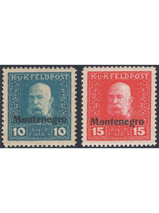 Montenegro 1917 Francesco Giuseppe I con soprast. “MONTENEGRO” serie n° 3/4 (**)