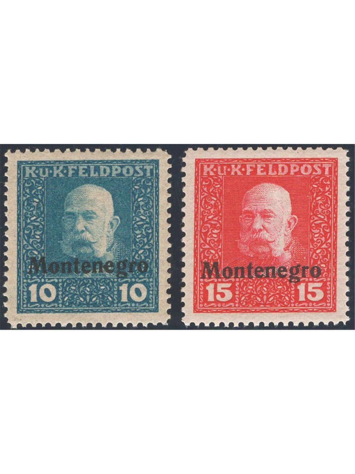 Montenegro 1917 Franz Joseph I with the inscription “ MONTENEGRO” series no. 3/4 (**)