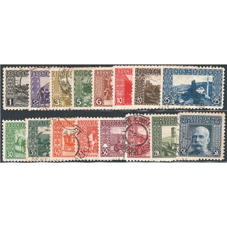 Bosnia Herzegovina 1906 Vedute ed effigie dent. 9½ 10 serie n° 29/44 Cat. € 40 (U)