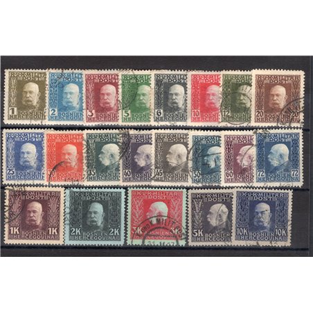 Bosnia and Herzegovina 1912/14 Military Post Franz Joseph I series no. 64/84 Cat. €245 (U)