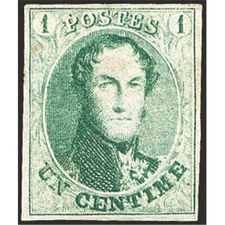 Belgium 1858/61 King Leopold I 1 c. green good condition no. 9 Cat. € 350 (*)