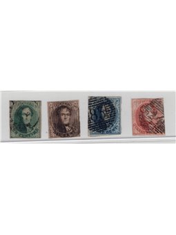 Belgio 1858/61 Re Leopoldo I serie n° 9/12 Cat. € 512 (U)