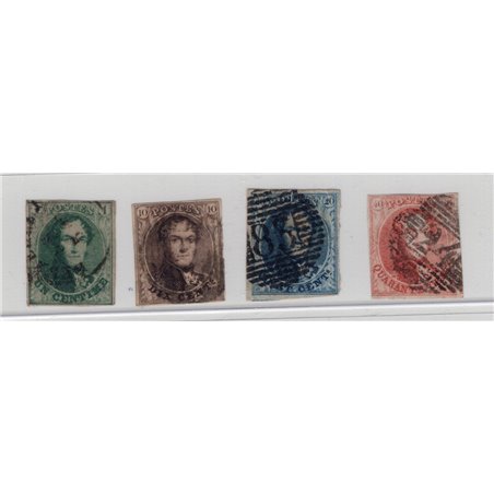 Belgio 1858/61 Re Leopoldo I serie n° 9/12 Cat. € 512 (U)