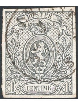 Belgio 1866 Stemma 1 c. grigio n° 22 Cat. € 215 (U)