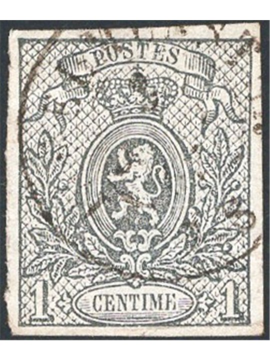 Belgium 1866 Coat of Arms 1c. grey no. 22 Cat. €215 (U)