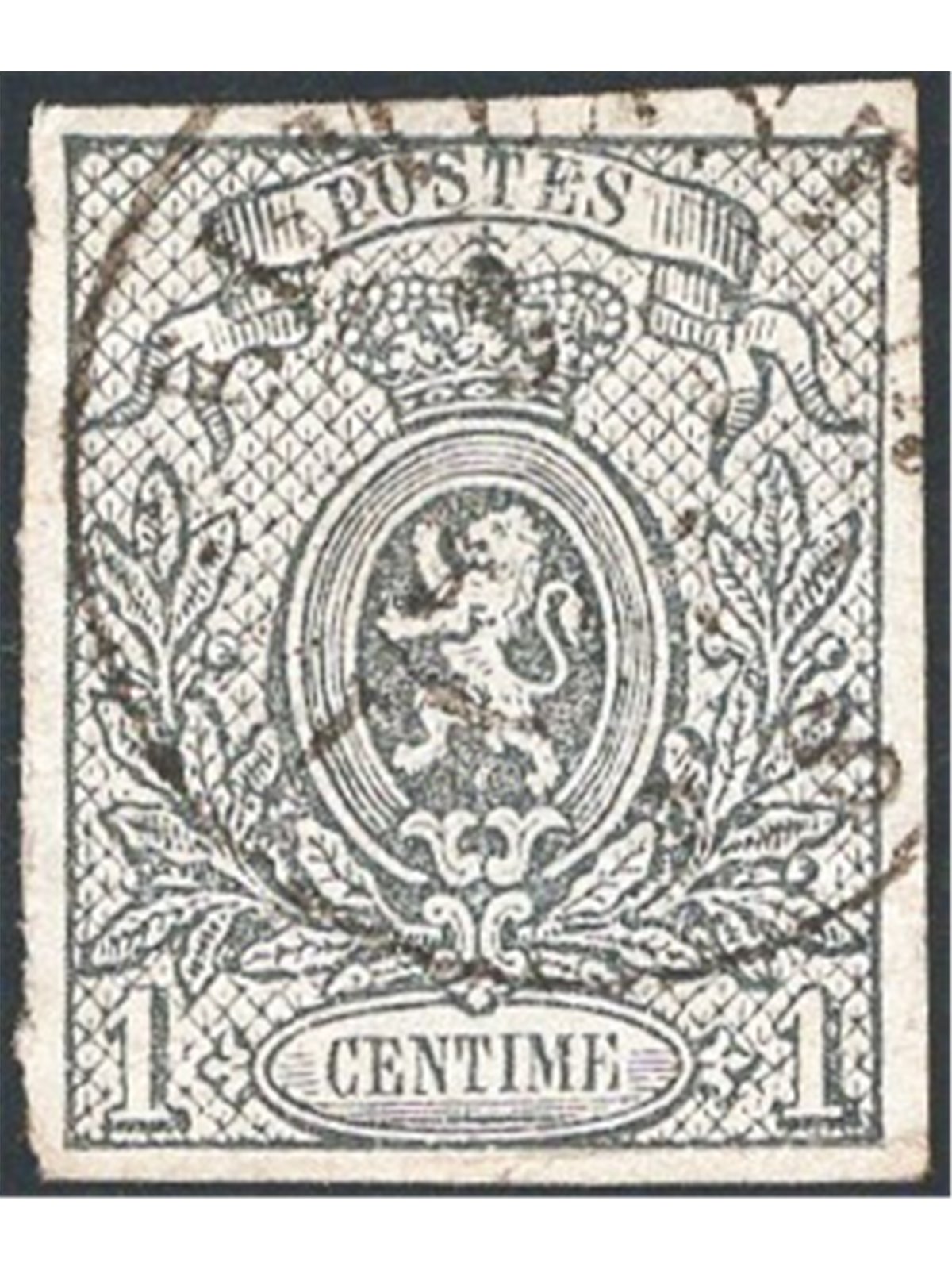 Belgio 1866 Stemma 1 c. grigio n° 22 Cat. € 215 (U)