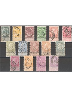 Belgium 1893 King Leopold II series no. 53/67 with supplements Cat. €145 (U)