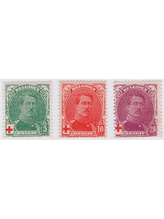 Belgio 1914 Pro Croce Rossa Re Alberto I n° 129/31 Cat. € 70 (**)