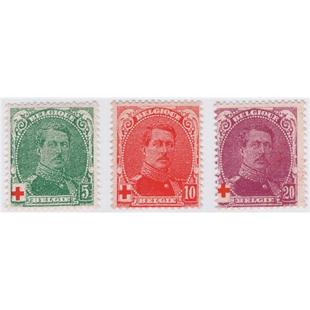 Belgium 1914 Red Cross issue King Albert I no. 129/31 Cat. €70 (**)
