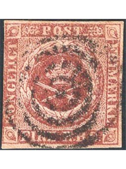 Denmark 1851/54 Coat of Arms 4-fold chocolate brown no. 2 Cat. € 95 (U)