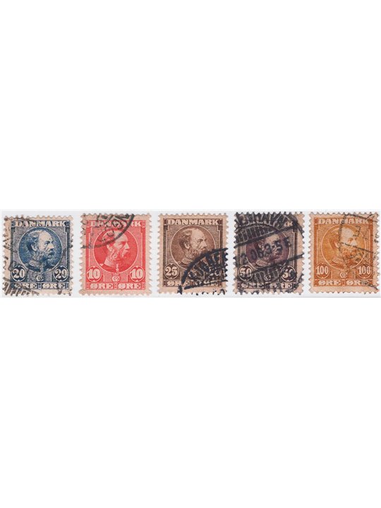 Danimarca 1904/5 Cristiano IX serie n° 43/47 Cat. € 140 (U)