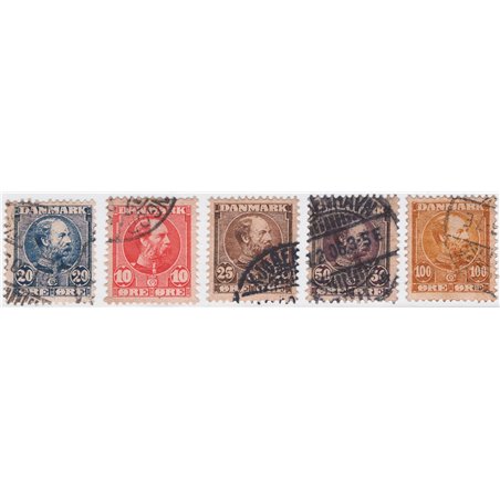 Danimarca 1904/5 Cristiano IX serie n° 43/47 Cat. € 140 (U)